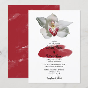 Elegantes White Burgundy Orchid Einladungen für Ho