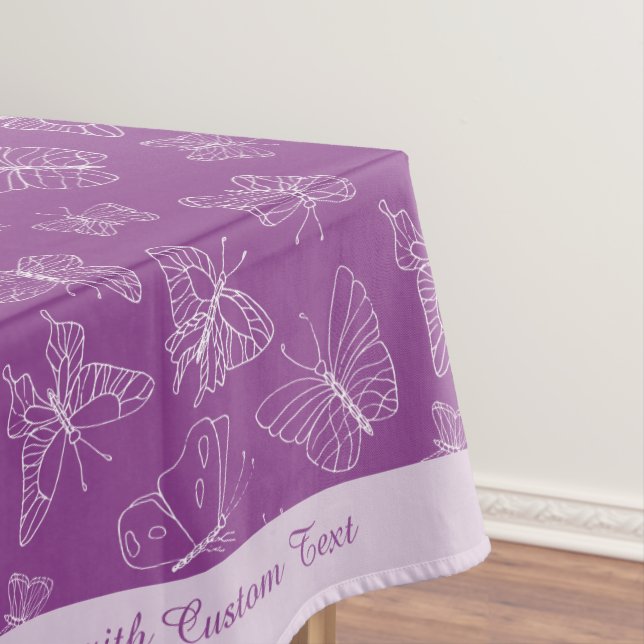 Elegantes White Butterfly Muster Lila personalisie Tischdecke (Beispiel)