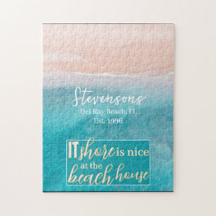 Elegantes White Calligraphy Family Name Beach Hous