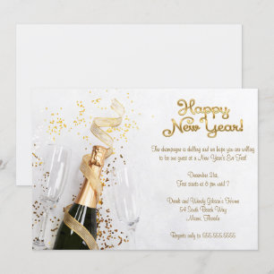 Elegantes White Champagne Silvester Party Einladung