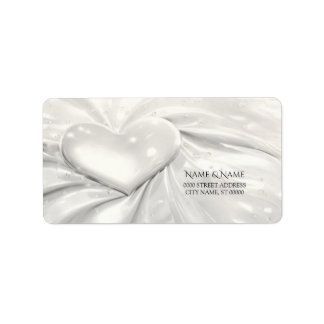 Elegantes White Cream Heart Address Label Adressaufkleber