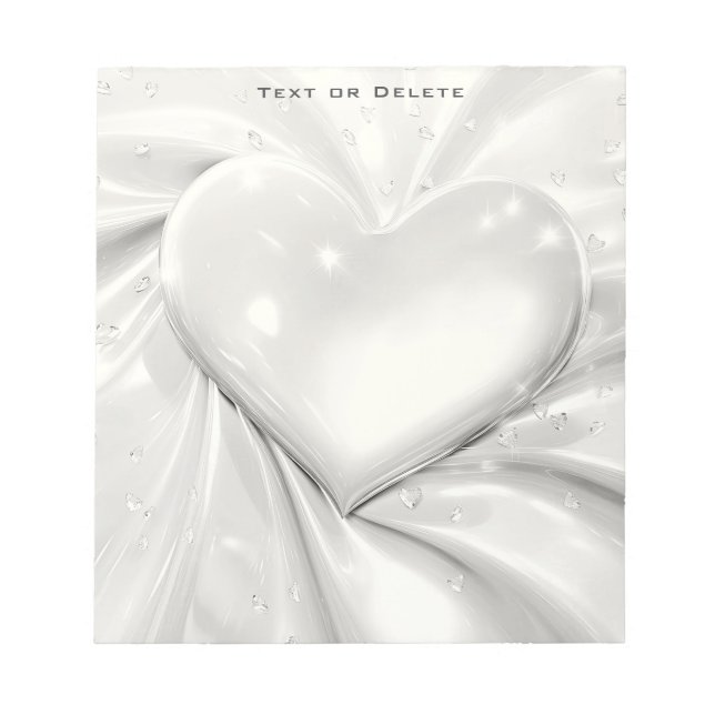 Elegantes White Cream Heart Notepad Notizblock (Vorderseite)