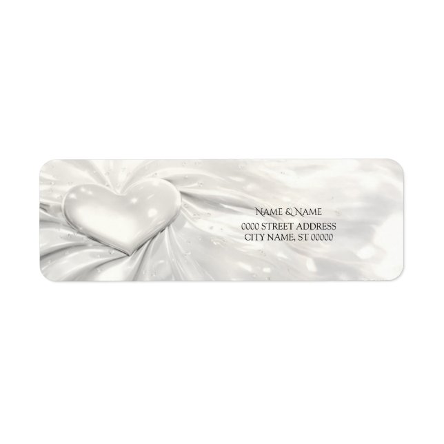 Elegantes White Cream Heart Return Label (Vorne)