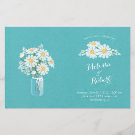 Elegantes White Daisies Mason Jar Wedding Programm