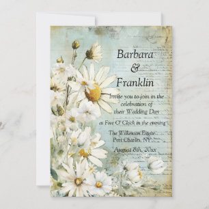 Elegantes White Daisy Foto QR Code Wedding Einladung