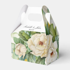 Elegantes White Floral Magnolia Hochzeitsskript Geschenkschachtel