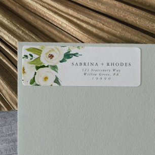 Elegantes White Floral Return-Address-Label