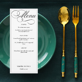Elegantes White Formal Wedding Menu Einladung