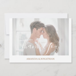 Elegantes White Foto Flat Wedding Dankeschön Card Dankeskarte