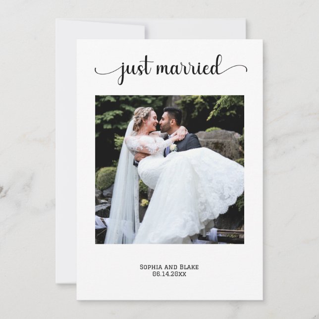 Elegantes White Foto Hochzeitserklärung Einladung (Vorderseite)