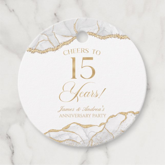 Elegantes White Gold Agate 15-jähriges Party Geschenkanhänger (Vorderseite)