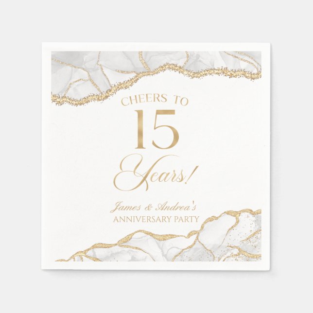 Elegantes White Gold Agate 15-jähriges Party Serviette (Vorderseite)