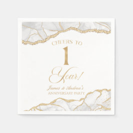 Elegantes White Gold Agate 1. Jubiläum Party Serviette