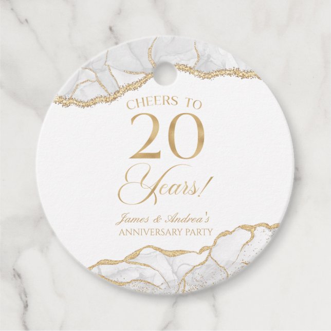 Elegantes White Gold Agate 20-jähriges Party Geschenkanhänger (Vorderseite)