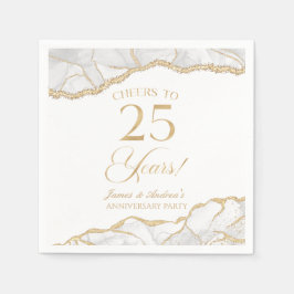 Elegantes White Gold Agate 25-jähriges Party Serviette