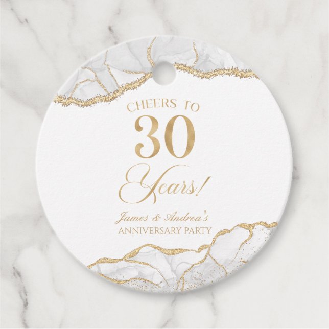 Elegantes White Gold Agate 30-jähriges Party Geschenkanhänger (Vorderseite)