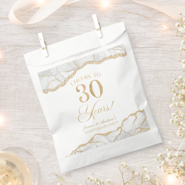 Elegantes White Gold Agate 30-jähriges Party Geschenktütchen (Ausgeschnitten)