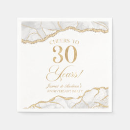 Elegantes White Gold Agate 30-jähriges Party Serviette