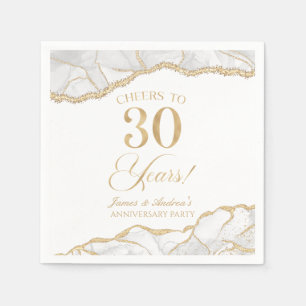 Elegantes White Gold Agate 30-jähriges Party Serviette