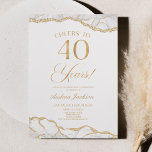 Elegantes White Gold Agate 40. Geburtstag Party Einladung<br><div class="desc">Dies ist eine elegante White Gold Agate 40. Geburtstag Party Einladung!</div>
