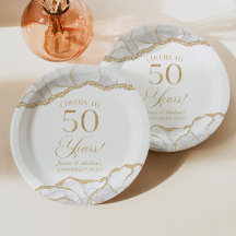 Elegantes White Gold Agate 50-jähriges Party