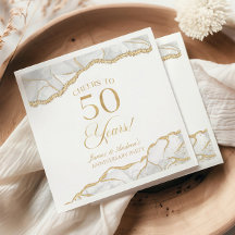 Elegantes White Gold Agate 50-jähriges Party
