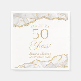 Elegantes White Gold Agate 50-jähriges Party Serviette