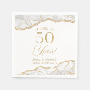 Elegantes White Gold Agate 50-jähriges Party Serviette