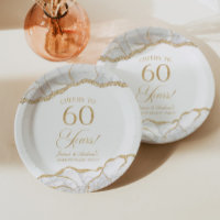 Elegantes White Gold Agate Party zum 60. Jubiläum