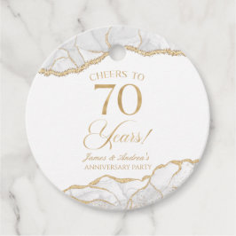 Elegantes White Gold Agate Party zum 70. Jubiläum Geschenkanhänger