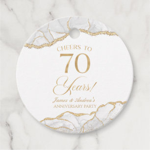 Elegantes White Gold Agate Party zum 70. Jubiläum Geschenkanhänger