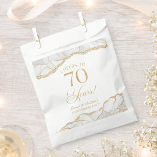 Elegantes White Gold Agate Party zum 70. Jubiläum Geschenktütchen