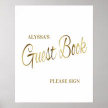 Elegantes White Gold Baby Shower Gästebuch