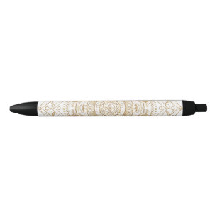 Elegantes White & Gold Mandala Handgezeichnetes De Kugelschreiber