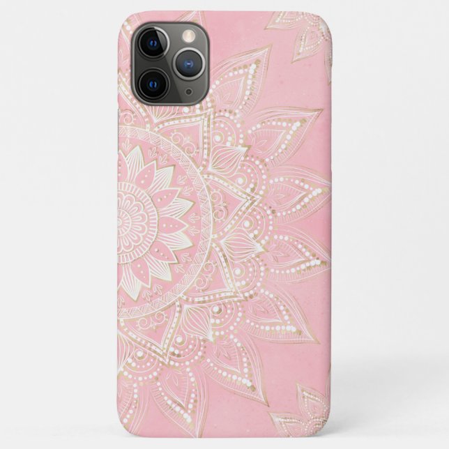 Elegantes White & Gold Mandala Rosa Design Case-Mate iPhone Hülle (Rückseite)