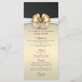 Elegantes White Gold Ribbon Red Diamond Wedding Me Menükarte