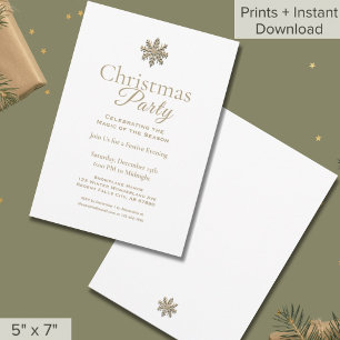Elegantes White Gold Snowflake Weihnachts-Party Einladung