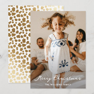 Elegantes White Gold Stars Script Foto Weihnachten