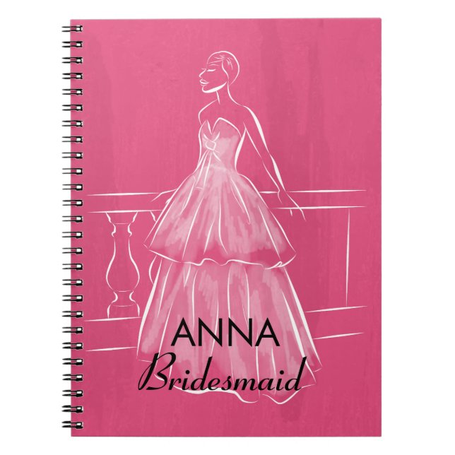 Elegantes White Gown Brautparty Fevor Notebook Notizblock (Vorderseite)