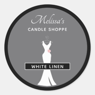 Elegantes White Gown on Gray - Stilvolle Kerze Runder Aufkleber