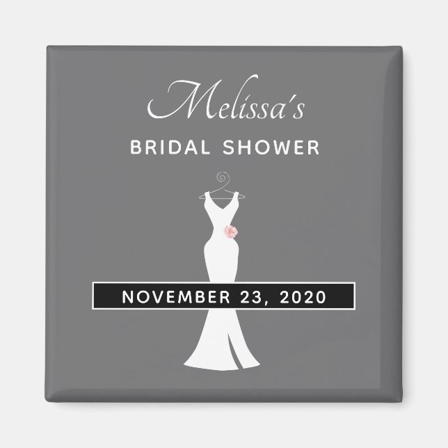 Elegantes White Gown on Gray - Stilvolles Brautpar Magnet (Vorne)