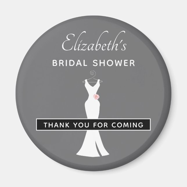 Elegantes White Gown on Gray - Stilvolles Brautpar Magnet (Vorne)