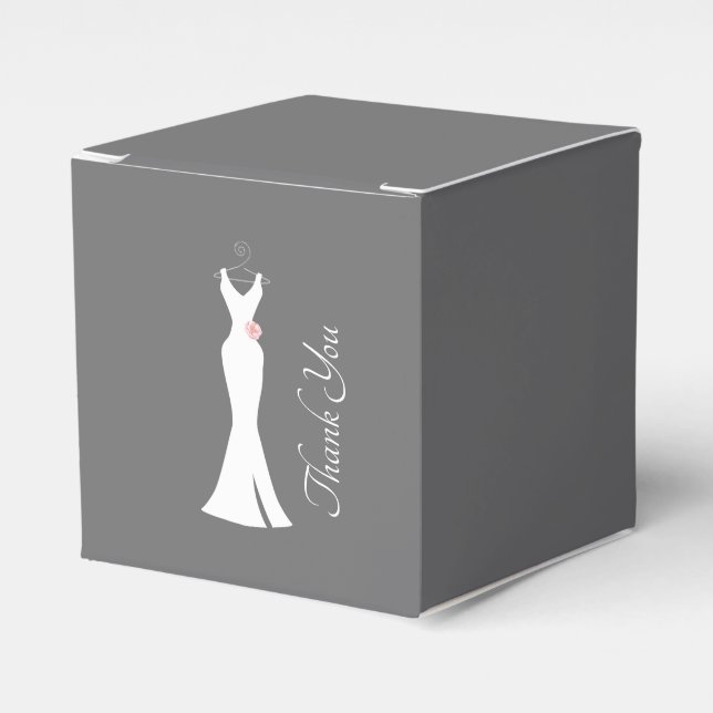 Elegantes White Gown on Gray - Stilvolles, einfach Geschenkschachtel (Vorderseite)