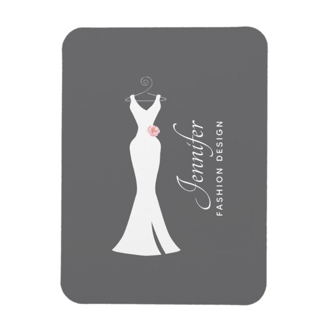 Elegantes White Gown on Gray - Stilvolles, einfach Magnet (Vertikal)