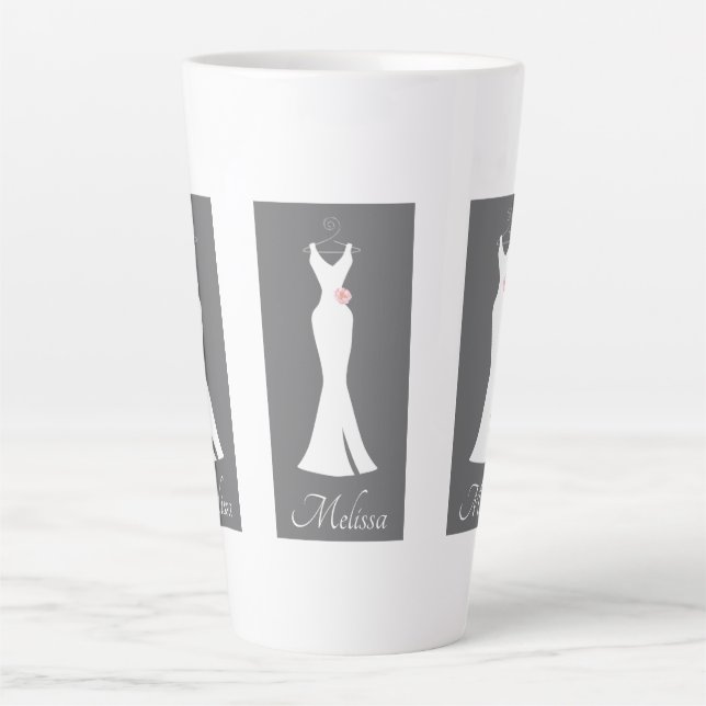 Elegantes White Gown on Gray - Stilvolles, einfach Milchtasse (Vorderseite)