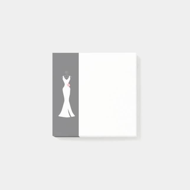 Elegantes White Gown on Gray - Stilvolles, einfach Post-it Klebezettel (Vorderseite)