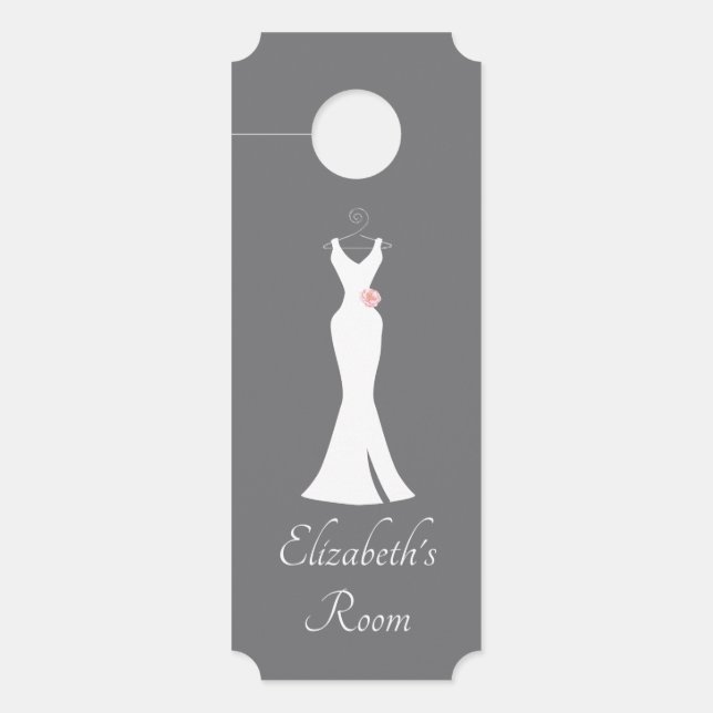 Elegantes White Gown on Gray - Stilvolles, einfach Türanhänger (Vorderseite)