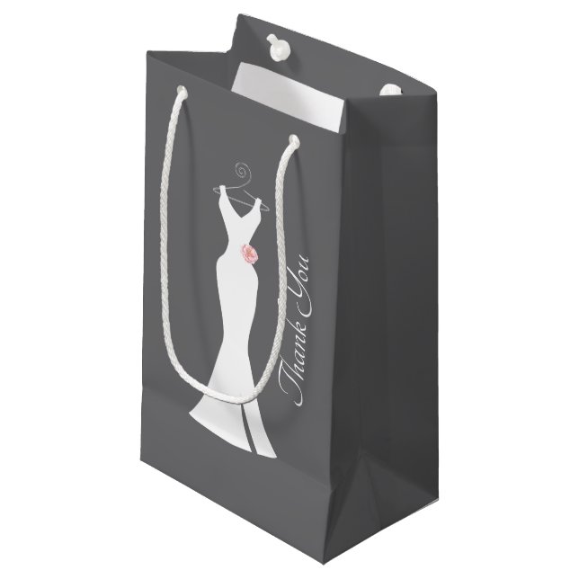 Elegantes White Gown on Gray - Stylish Vielen Dank Kleine Geschenktüte (Vorderseite Schrägansicht)