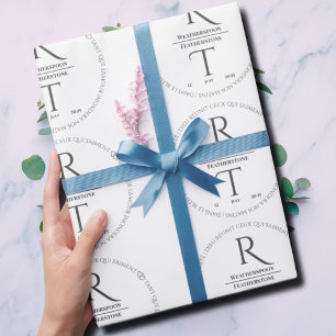 Elegantes White Gray Monogram Wedding Wrapping Pap Geschenkpapier