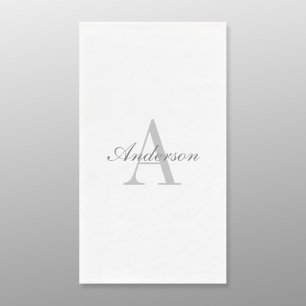 Elegantes White & Gray Monogramm Serviette